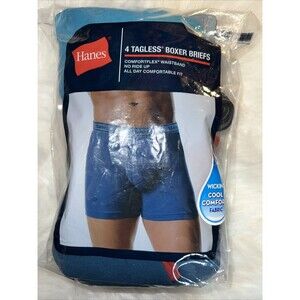 Hanes ~ 4-Pack Mens Boxer Briefs Underwear Cotton Tagless ~ M (32-34)